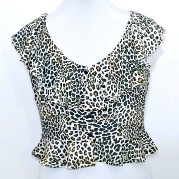 NWT ZARA Leopard print ruffles boho festival crop top - Picture 4 of 13